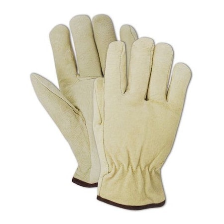 Magid Leather Drivers Gloves, Leather, Slip On Cuff, Tan, M 12 PK B742EM